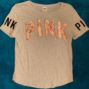NWOT Gorgeous VS PINk Short Sleeve & Gold Sequin